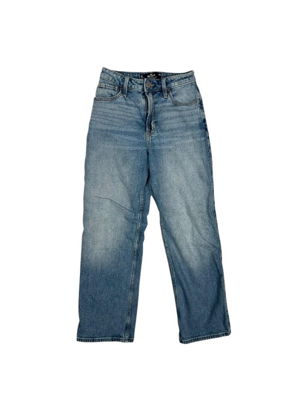Hollister Jeans Womens 0 Short Blue Ultra High-Rise Dad Relaxed Straight Denim